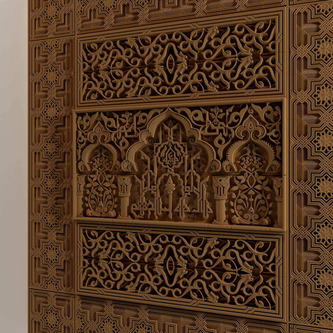 Alhambra wall sculptures in Brown color
